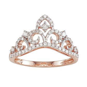 HDI 10k Rose Gold 3/8 Carat T.W. Diamond Tiara Ring