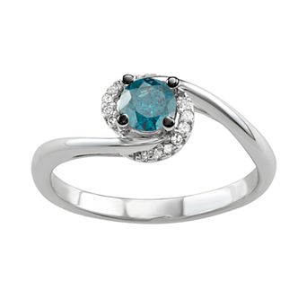 HDI 14k White Gold 1/2 Carat T.W. Blue & White Diamond Ring