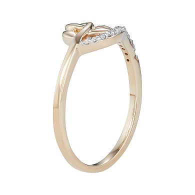 10k Gold Diamond Accent Leaf Ring