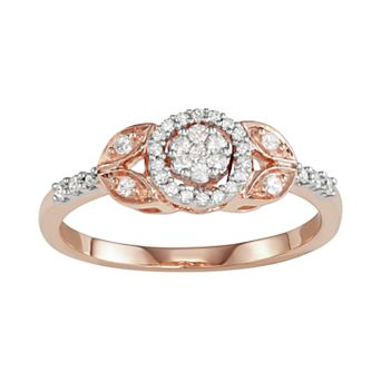 HDI 10k Rose Gold 1/4 Carat T.W. Diamond Halo Engagement Ring