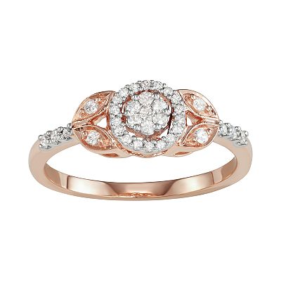 HDI 10k Rose Gold 1/4 Carat Diamond Halo Engagement Ring