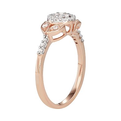 10k Rose Gold 1/4 Carat T.W. Diamond Halo Engagement Ring