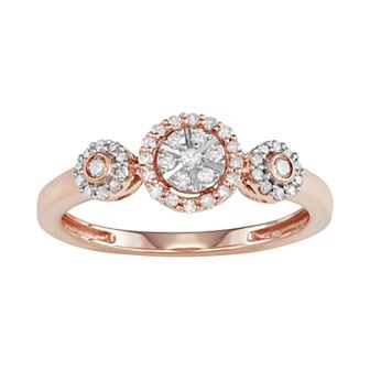 HDI 10k Rose Gold 1/4 Carat T.W. Diamond Halo Engagement Ring