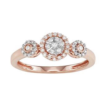 HDI 10k Rose Gold 1/4 Carat T.W. Diamond Halo Engagement Ring