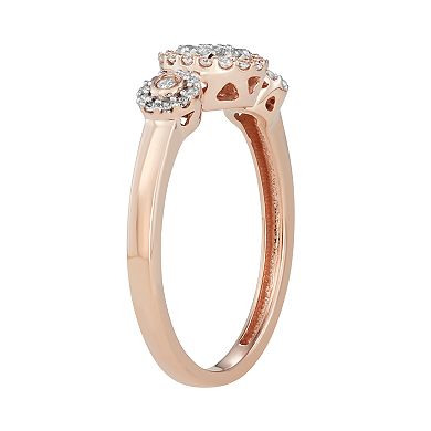 HDI 10k Rose Gold 1/4 Carat T.W. Diamond Halo Engagement Ring