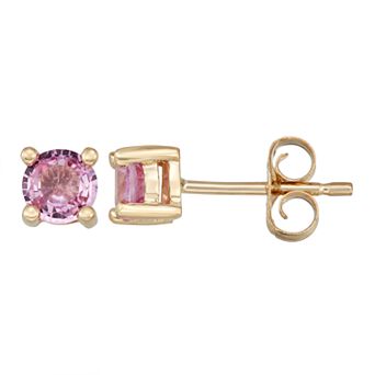 14k Gold Pink Sapphire Stud Earrings