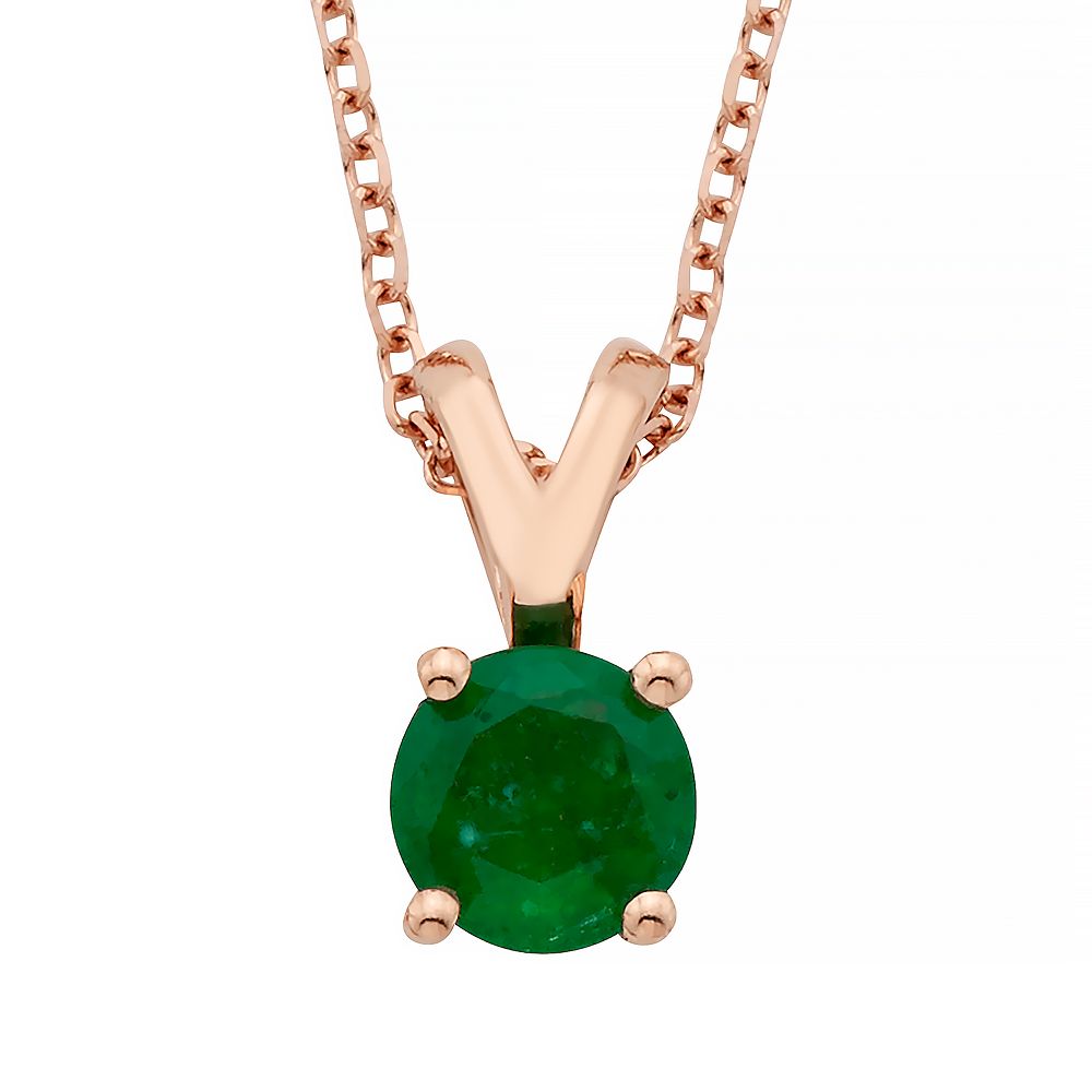 The Regal Collection 14k Rose Gold Emerald Pendant Necklace