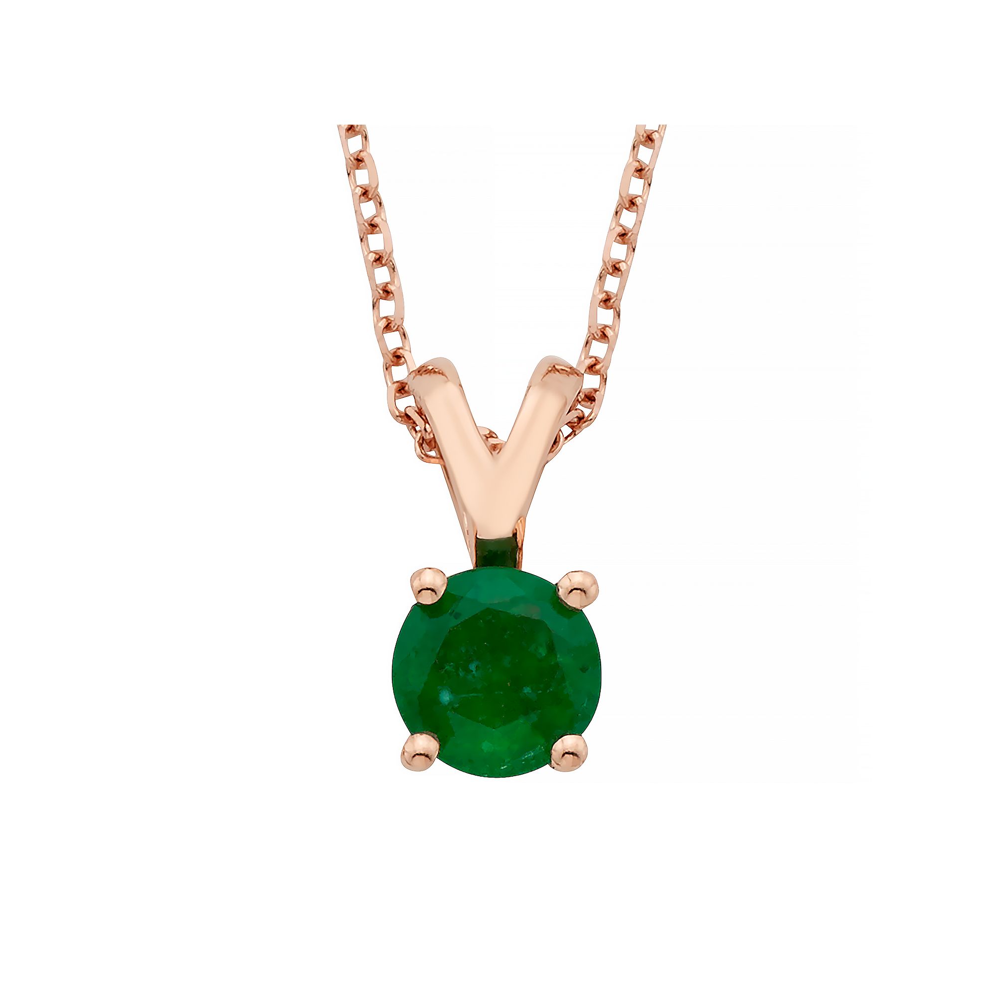 The Regal Collection 14k Rose Gold Emerald Pendant Necklace, Womens, Size
