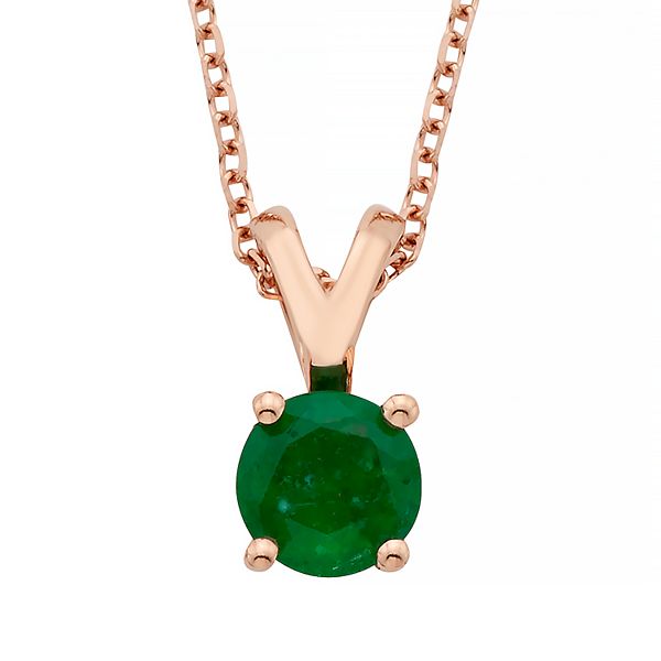 The Regal Collection 14k Rose Gold Emerald Pendant Necklace