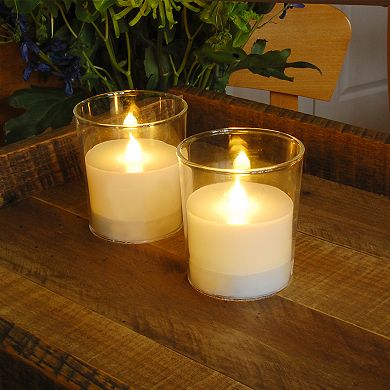 LumaBase Color Changing LED 3.75" x 3" Unscented Wax Pillar Candle 3-piece Set