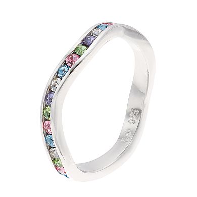 Traditions Jewelry Company Rainbow Wavy Ring with Crystals
