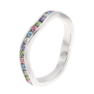 Brilliance Rainbow Wavy Ring with Crystal