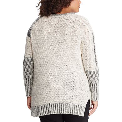 Plus Size Chaps Leaf Stitch Sweater