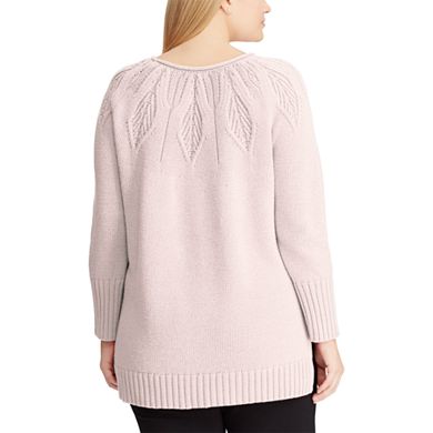 Plus Size Chaps Leaf Stitch Sweater