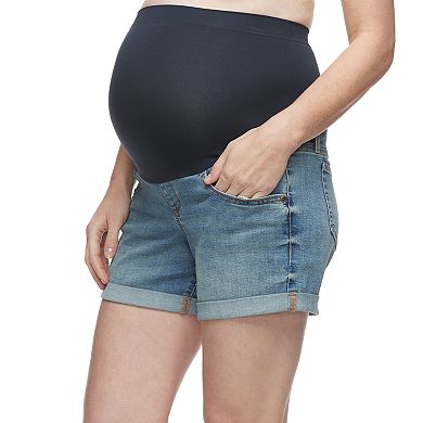 Maternity a:glow Full Belly Panel Boyfriend Jean Shorts