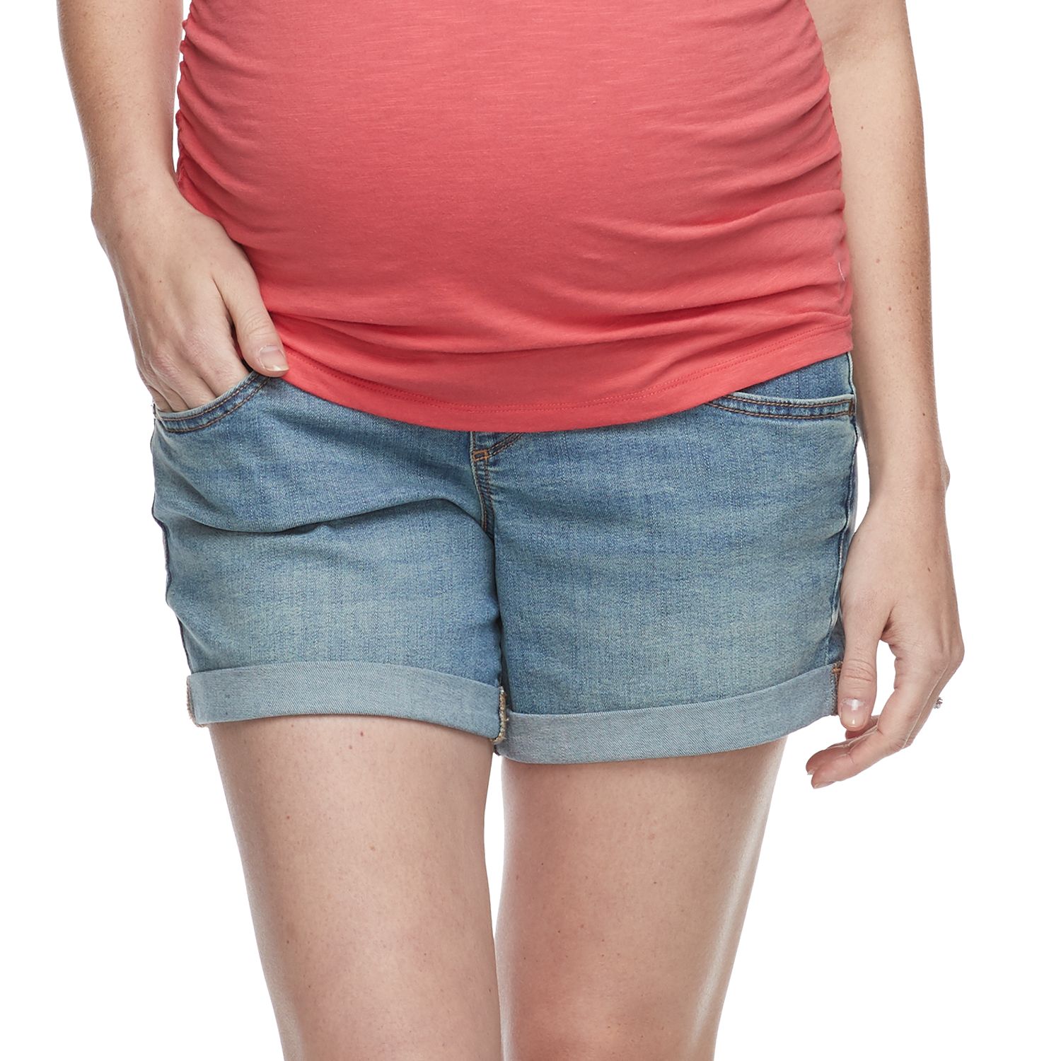 Xiaojmake Maternity Shorts - Over Belly Denim Jean Shorts With Pockets For Pregnancy