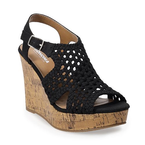 Black wedge shoes online