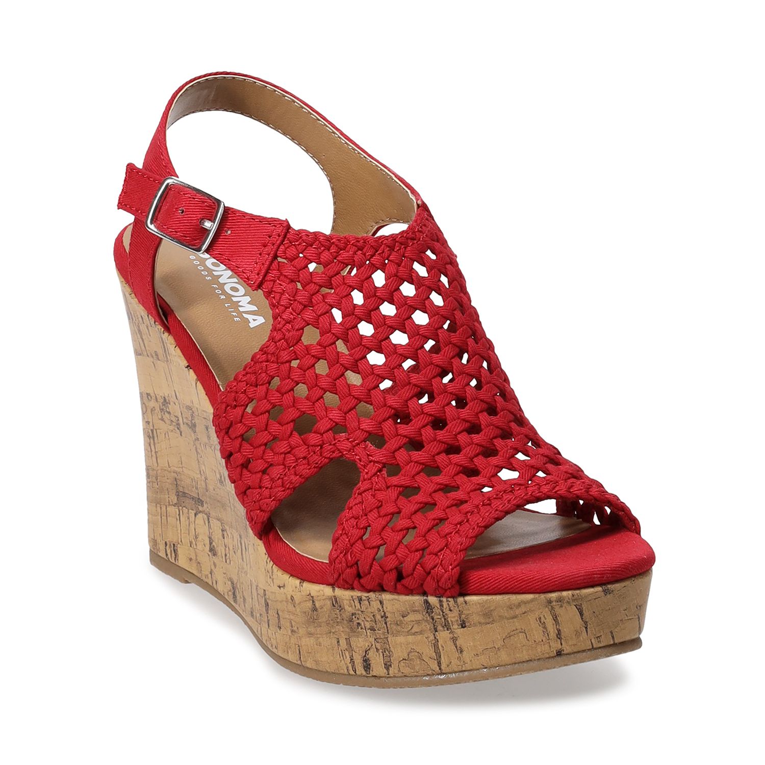 womens red wedges