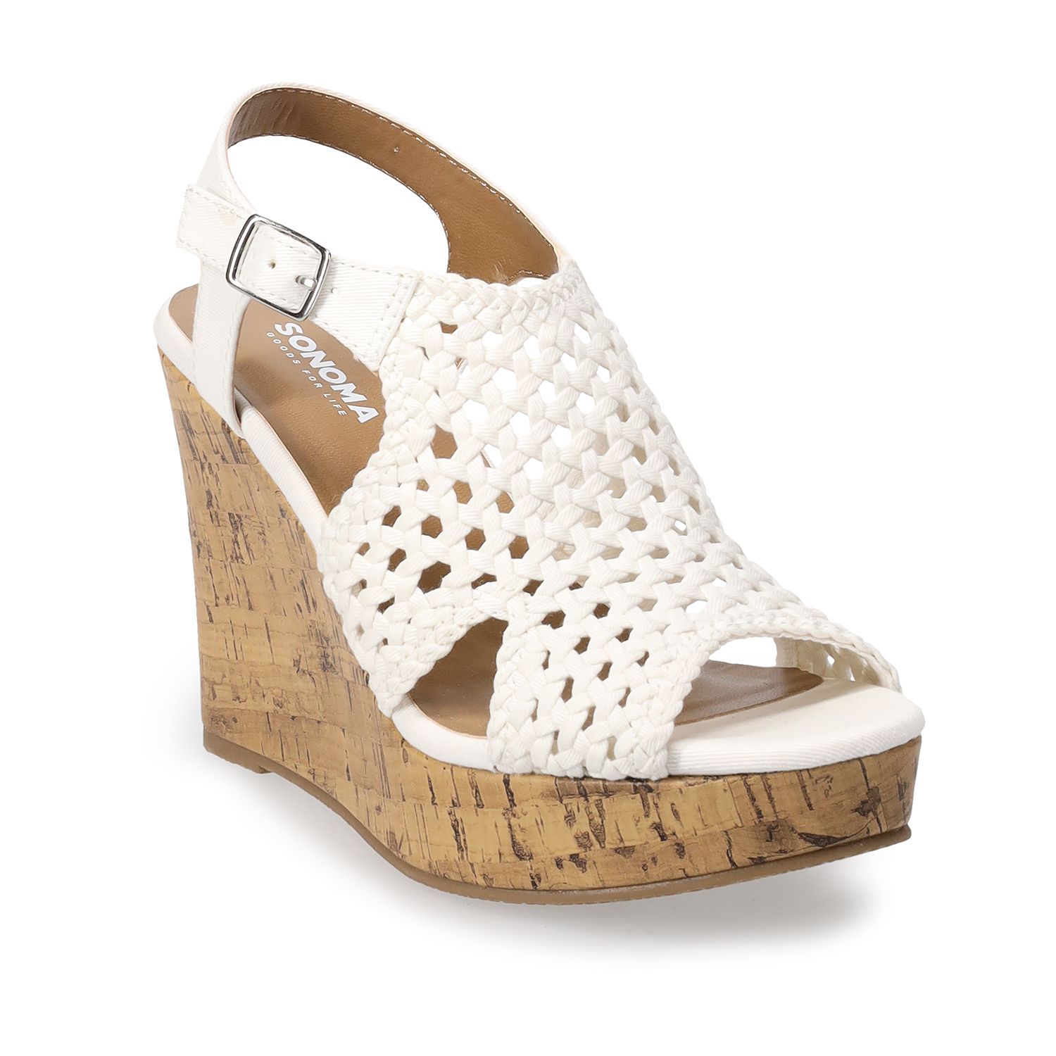 women's white wedges