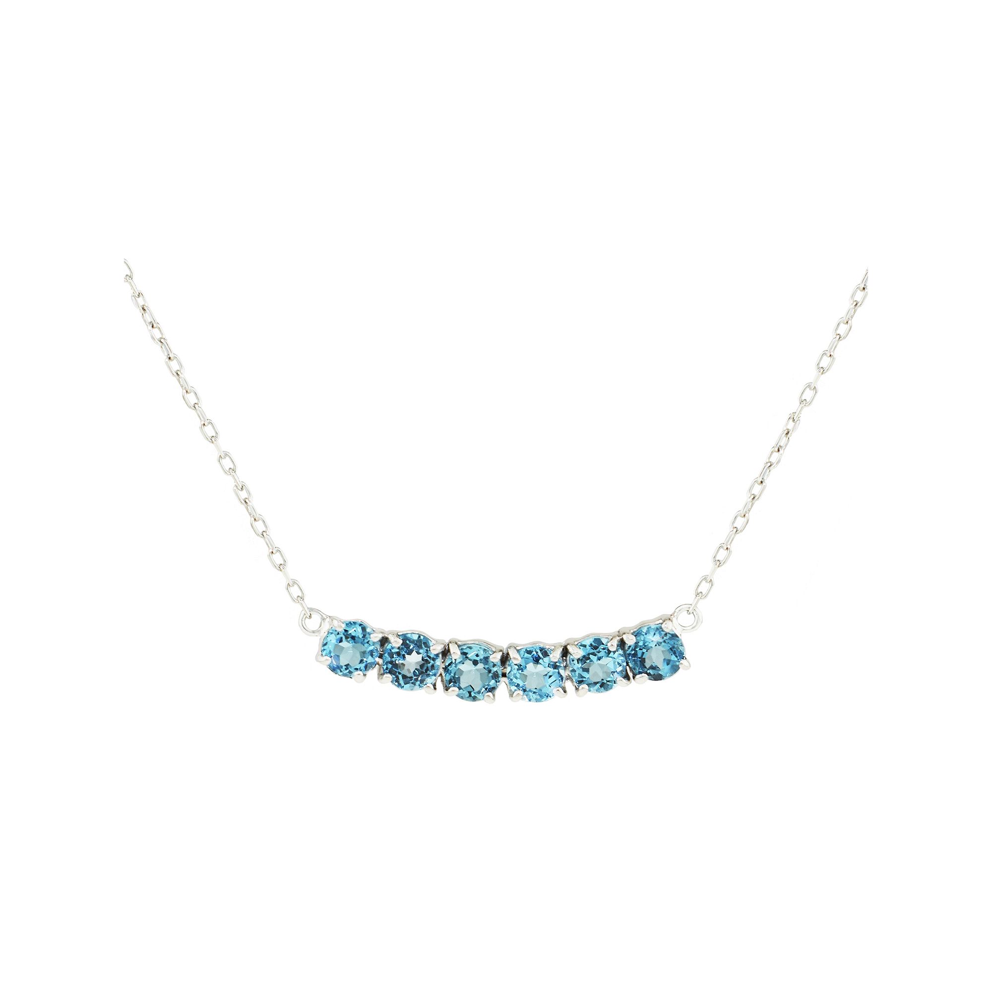 Jewelmak 14k Gold Swiss Blue Topaz Bar Necklace, Womens, Size: 17, 14k 