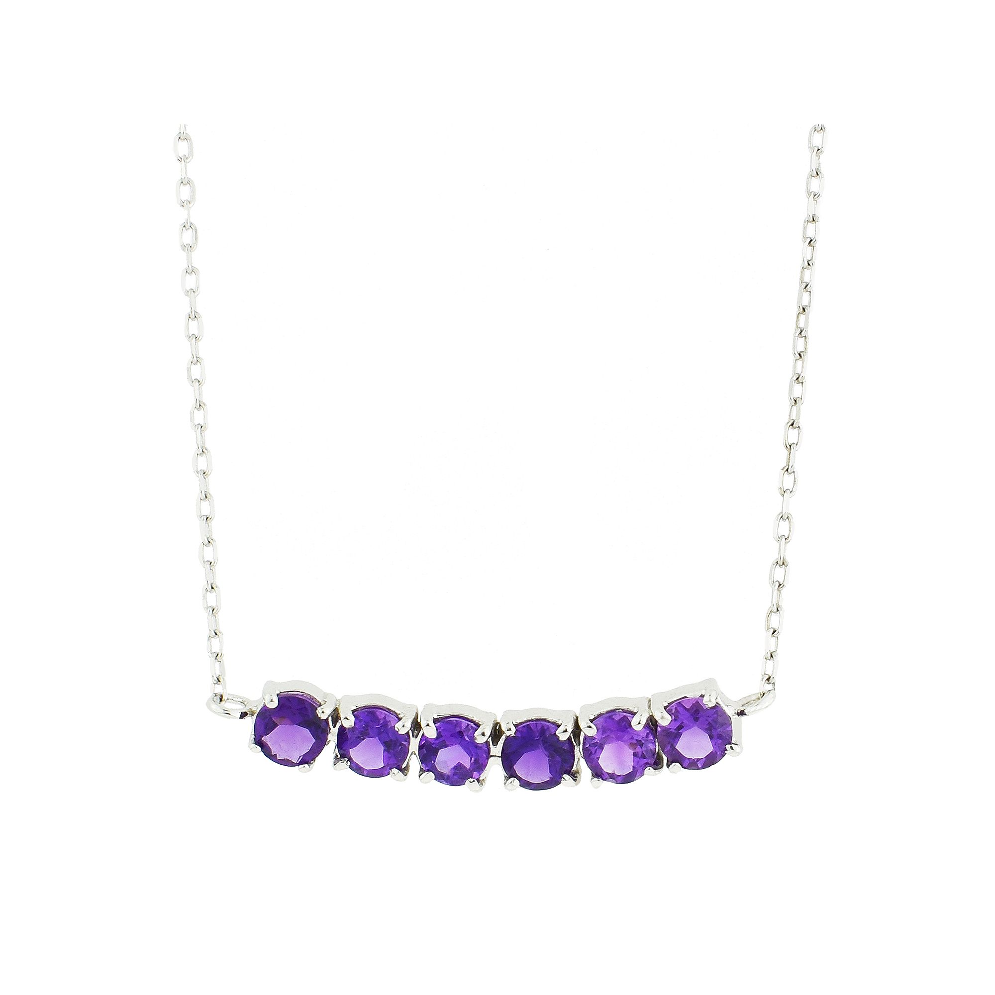 Jewelmak 14k Gold Amethyst Bar Necklace, Womens, Size: 17, 14k Whgold