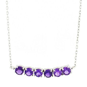 Jewelmak 14k Gold Amethyst Bar Necklace