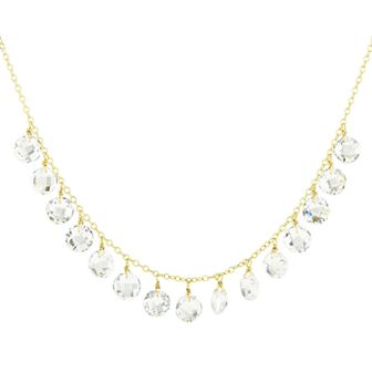 Jewelmak 14k Gold White Topaz Necklace