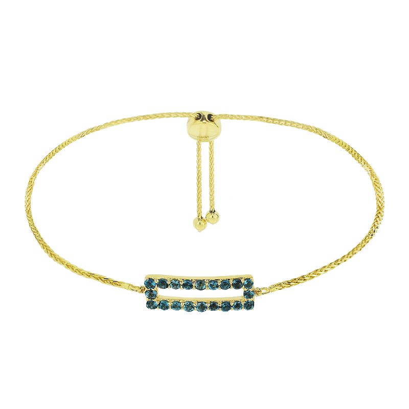 14k Gold London Blue Topaz Rectangle Link Lariat Bracelet, Womens, Size: 