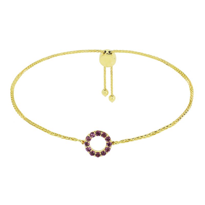 14k Gold Rhodolite Circle Lariat Bracelet, Womens, Size: 8.5, Purple