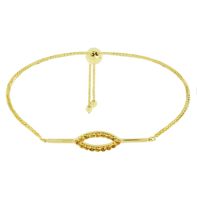 14k Gold Citrine Marquise Bar Lariat Bracelet, Womens, Size: 9.5, Yello
