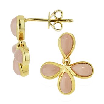 Jewelmak 14K Gold Guava Quartz Flower Post Earrings