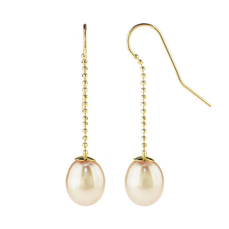 14K Gold Cultured Freshwater Pearl Beaded Earrings, Womens, Pink