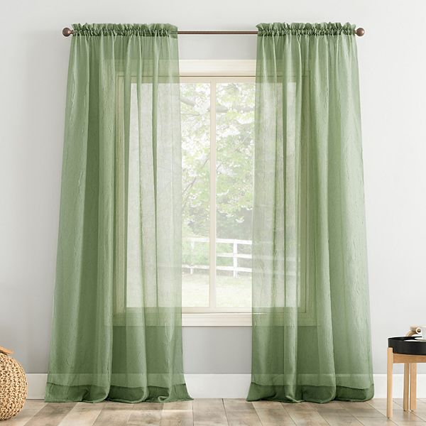 51"x63" No. 918 Sheer Erica Crushed Voile Rod Pocket Curtain Panel Sage Green: Transitional Indoor Decor, Machine Washable