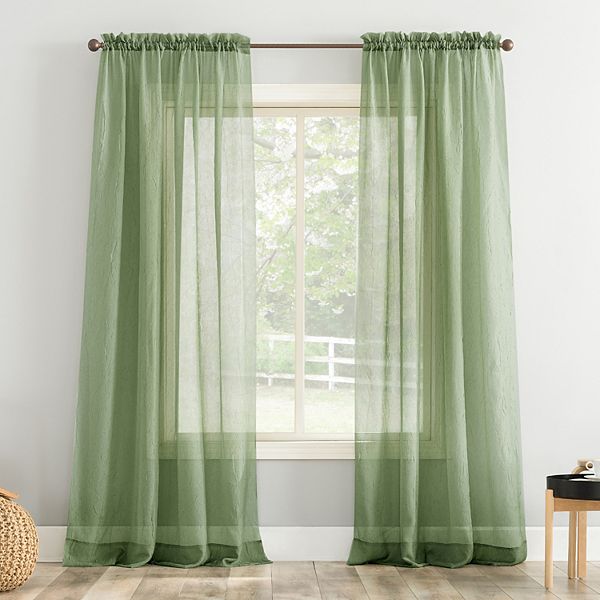 51&#34;x84&#34; No. 918 Sheer Erica Crushed Voile Rod Pocket Curtain Panel Sage Green: Transitional Indoor Decor, Machine Washable