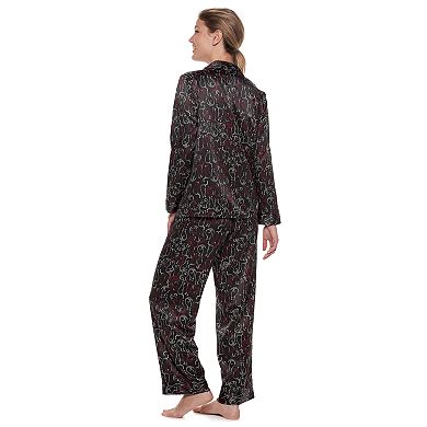 Women's Apt. 9® Notch Collar Satin Shirt & Pants Pajama Set