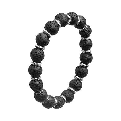 Men's Black Lava Beads Bracelet
