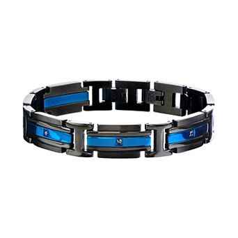 Men's DANTE Blue & Black Stainless Steel Cubic Zirconia Bracelet