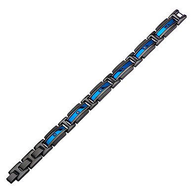 Men's DANTE Blue & Black Stainless Steel Cubic Zirconia Bracelet