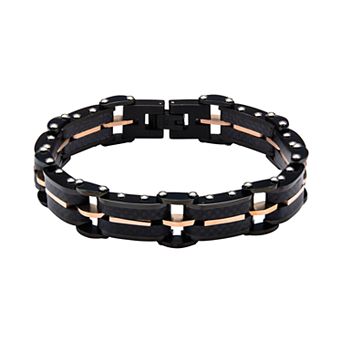 DANTE Men's Stainless Steel Carbon Graphite Link Bracelet