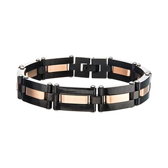 Men's DANTE Black & Rose Gold Tone Link Bracelet
