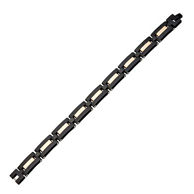 Men's DANTE Black & Rose Gold Tone Link Bracelet
