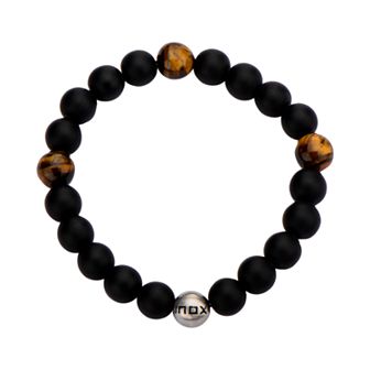 Men's Tiger Eye & Lava Stone Beaded Stretch Bracelet