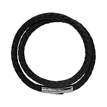 DANTE Men's Black Braided Leather Bracelet