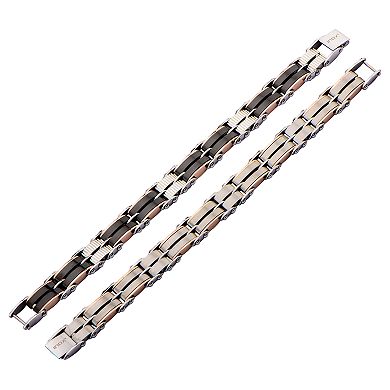 DANTE Men's Black & Rose Gold Tone Stainless Steel Reversible Link Bracelet