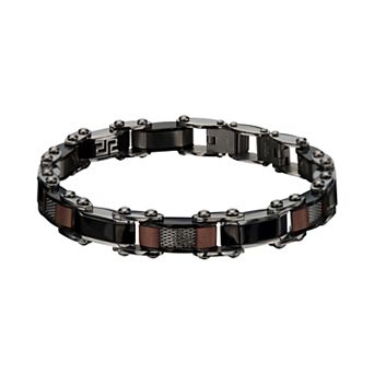 DANTE Men's Black & Brown Stainless Steel Reversible Link Bracelet