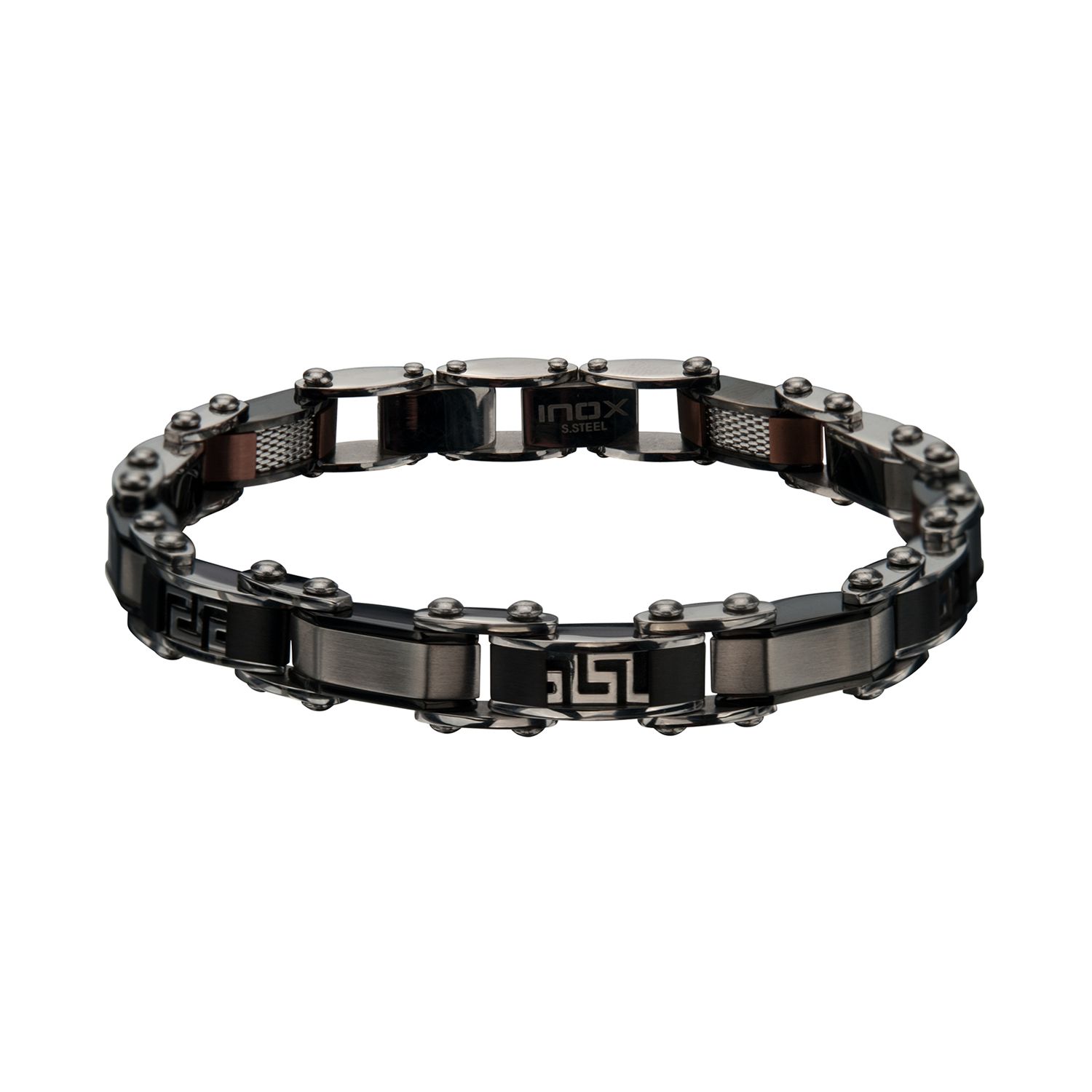 DANTE Men's Black & Brown Stainless Steel Reversible Link Bracelet