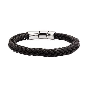 DANTE Men's Braided Brown Leather Magnetic Bracelet