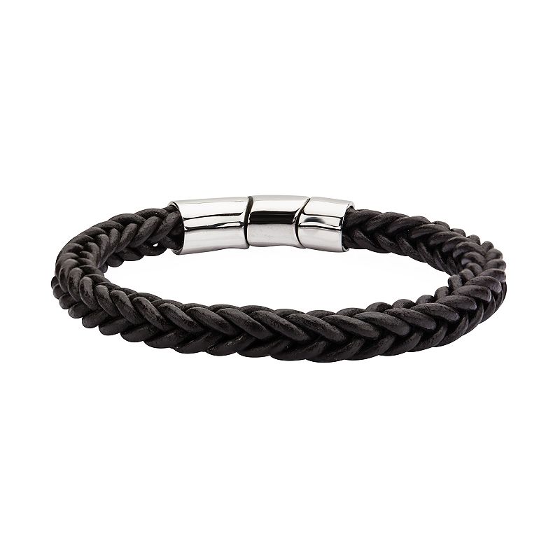 Mens Braided Brown Leather Magnetic Bracelet, Size: 8.5 - 81189052 - Jewelry Upgrade his style with this bold leather bracelet. sku 81189052