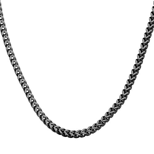 Men's Black Stainless Steel Franco Chain Necklace