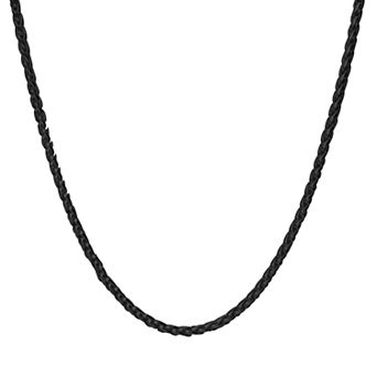 DANTE Men's Black Stainless Steel Round Wheat Chain Necklace